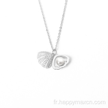 925 Collier de perle en or rose en argent sterling